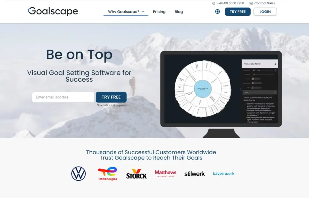 Goalscape website homepage