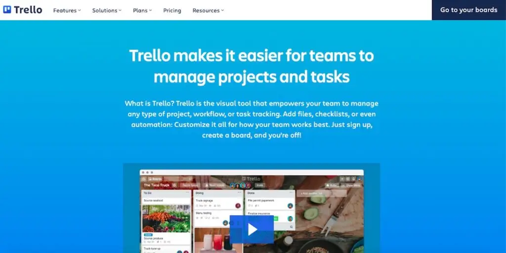 Trello website homepage