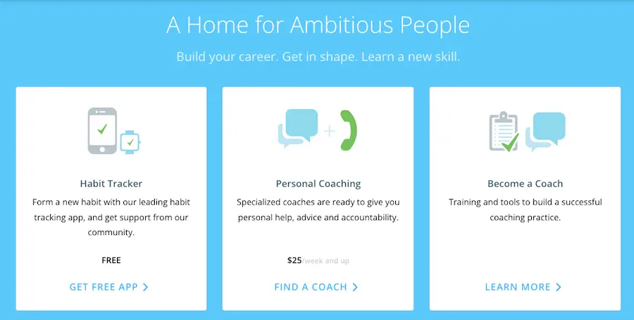 Coach.me pricing table