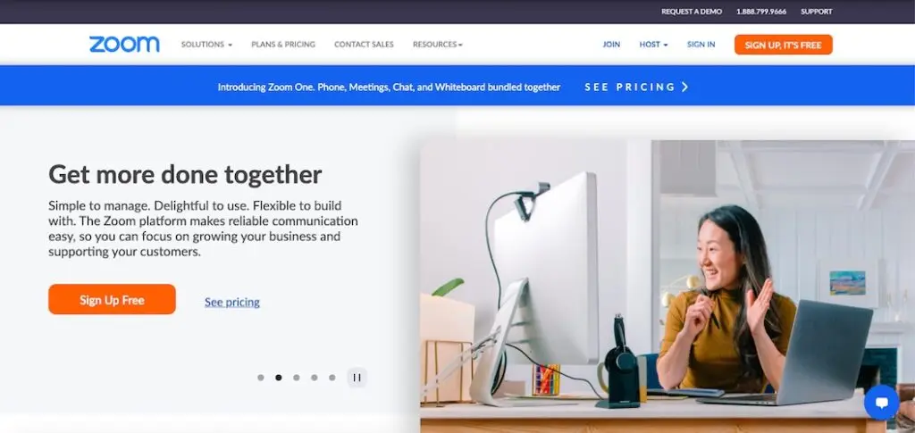 Zoom website homepage